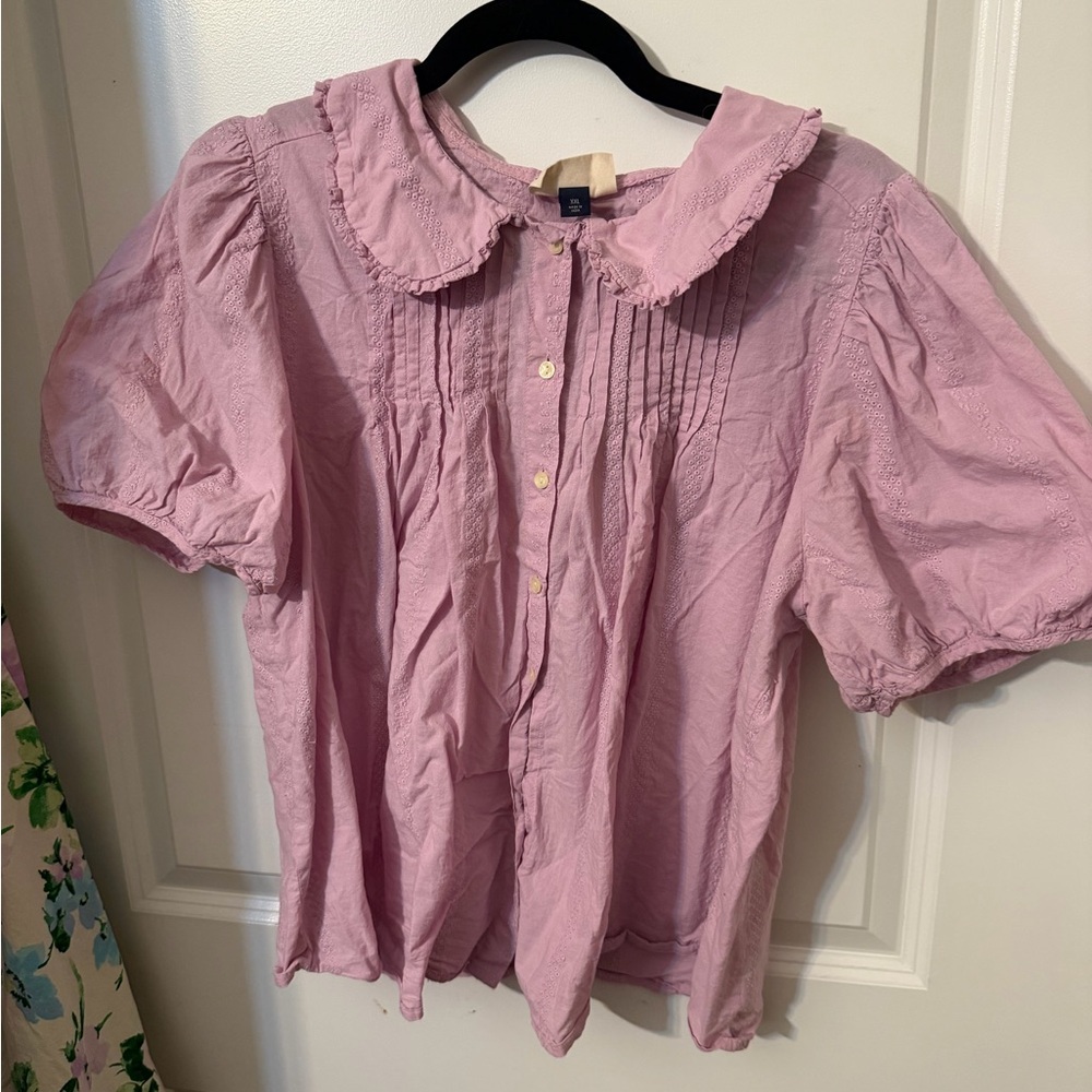 Universal Thread Light Pink Blouse with Peter Pan Collar